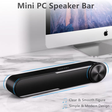 Jeecoo A30 Computer Speakers for Desktop Monitor, 13.78in Mini PC Speaker Sound Bar - Clear Loud Sound, Wired USB-Powered w/3.5mm AUX, Big Dial Volume Control - Laptop Tablet Mobile Devices Compatible